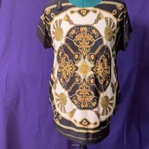 NWT C-Mode women’s short sleeve, pleated side dress blouse, size XL